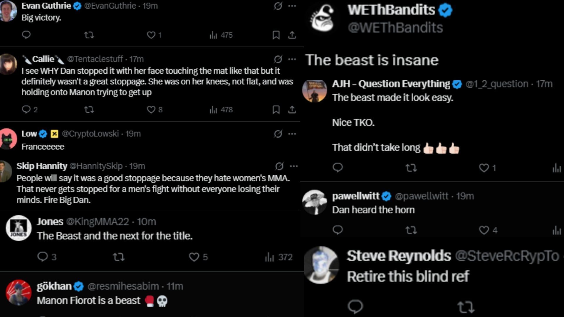Fan comments. [Screenshots courtesy: @ufc on X]