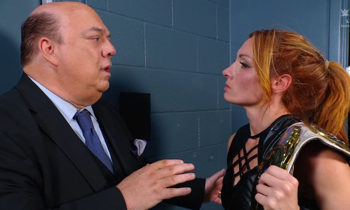 Paul Heyman (L) and Becky Lynch (R). [Photo credit: WWE.com]