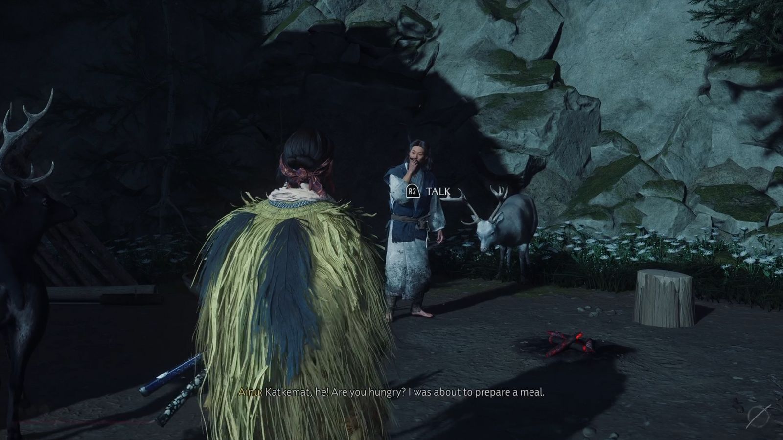 Talk to the Ainu on Niptay Mountain to progress through the quest (Image via Sucker Punch)