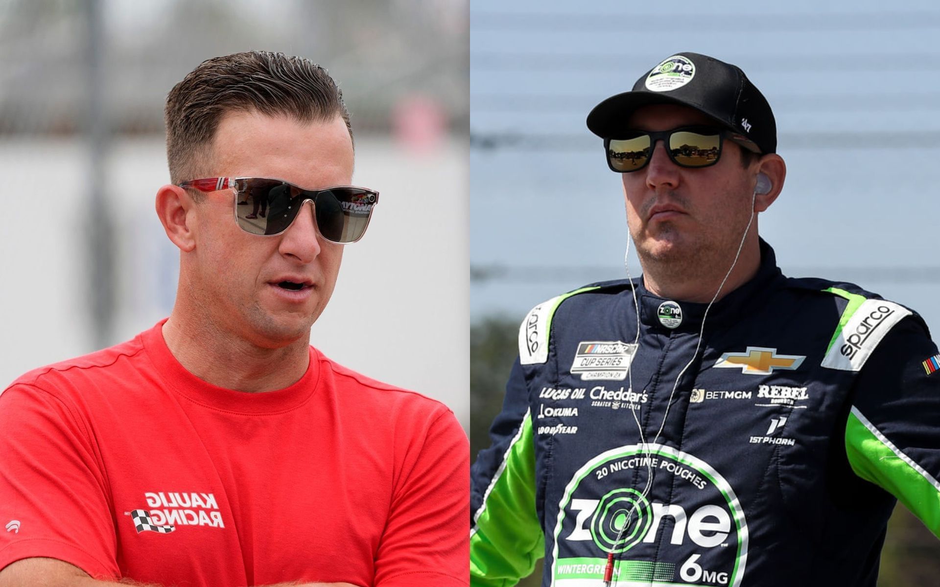 AJ Allmendinger (L) and Kyle Busch (R)