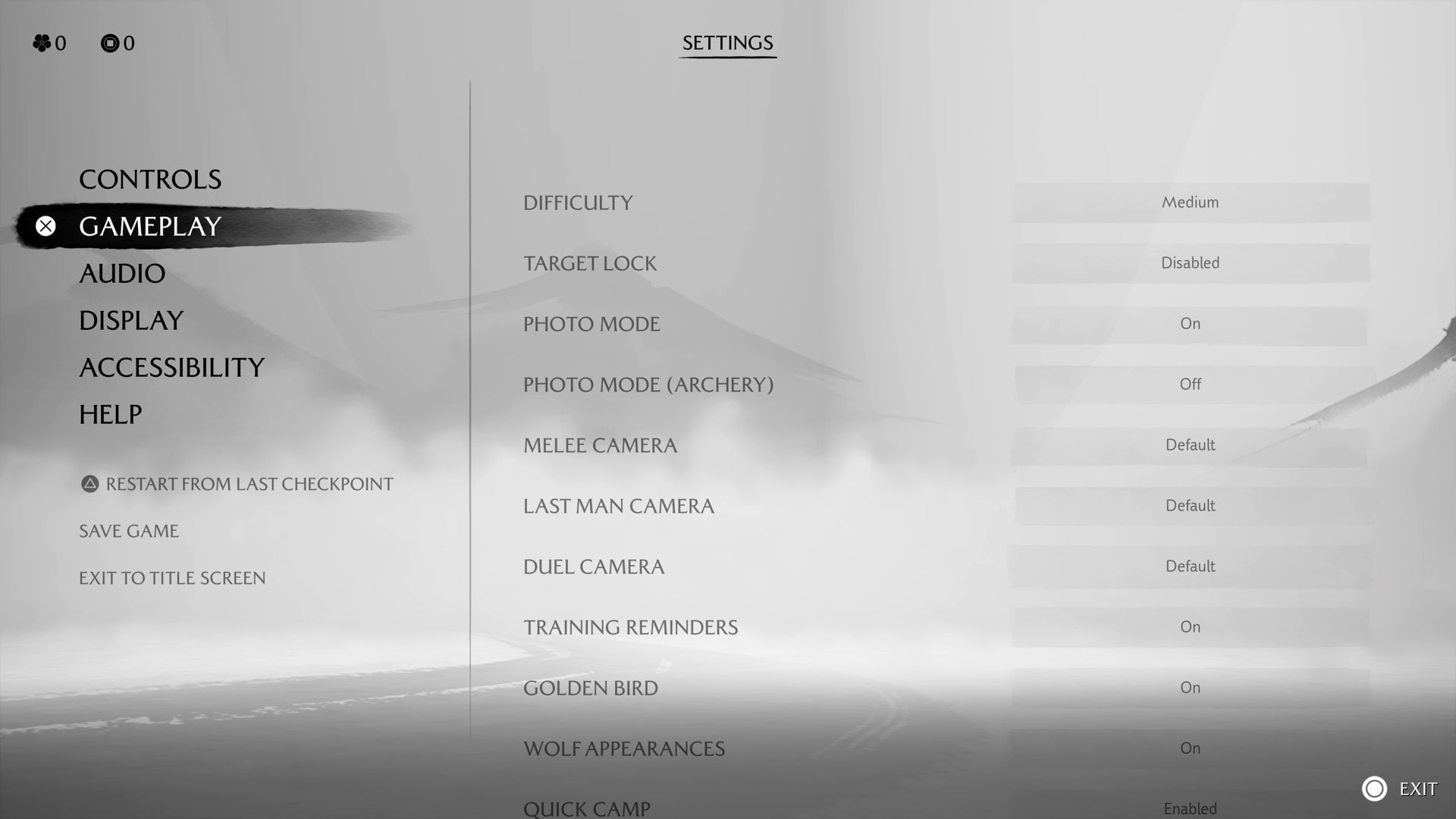 Visit settings from the in-game menu to save the game file (Image via Sucker Punch Productions || Sportskeeda Gaming)