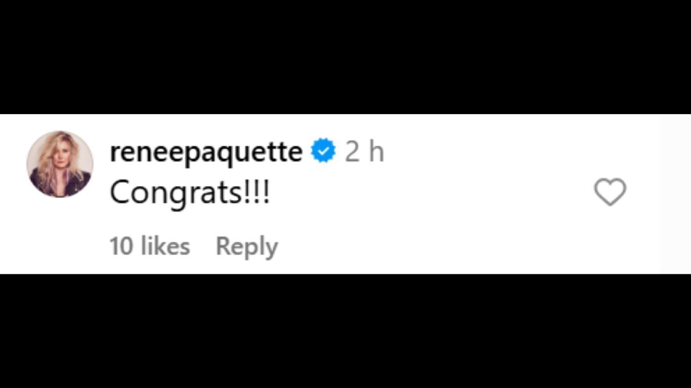 Renee's comment [Screenshot taken via Instagram]
