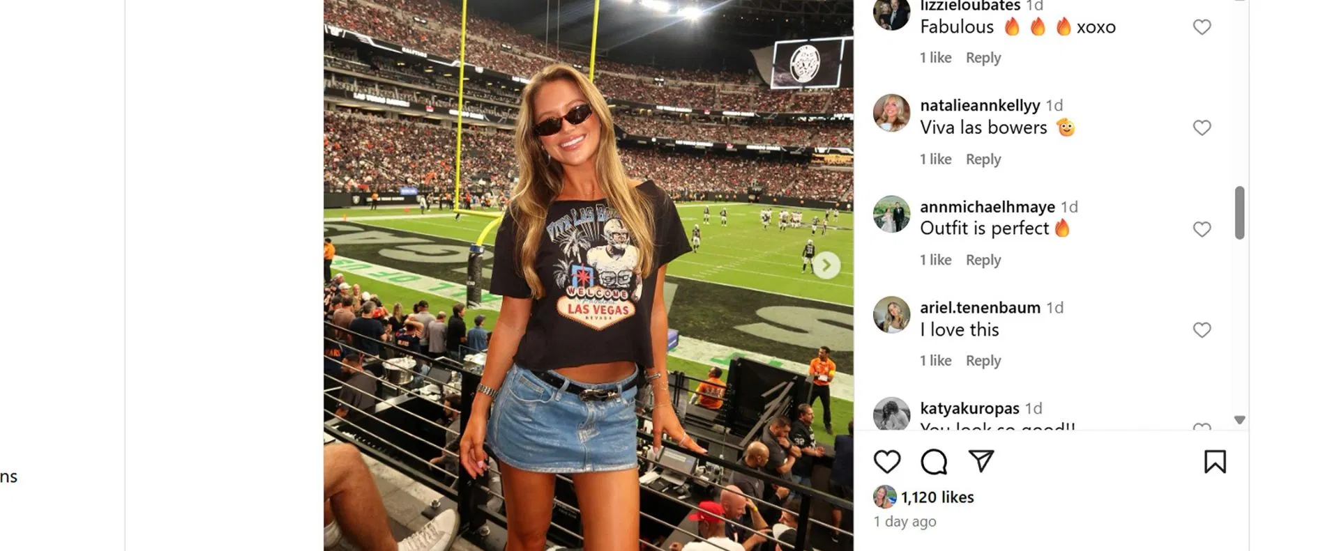 Drake Maye&rsquo;s wife, Ann Michael, reacted to Brock Bowers&rsquo; GF Cameron Rose&rsquo;s custom Raiders outfit for Bears game/@cameronrnewell