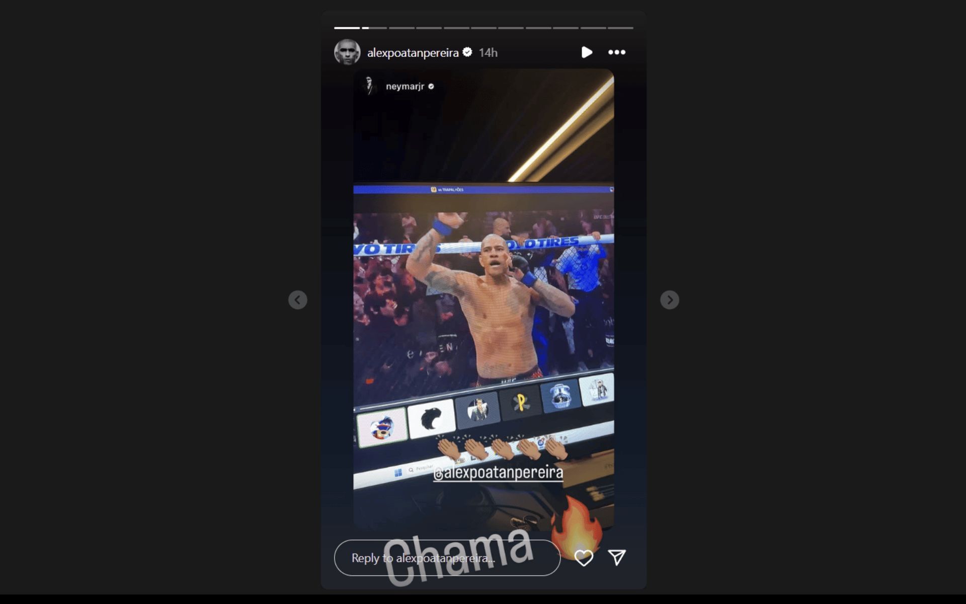 Alex Pereira&#039;s IG story. [Screenshot courtesy: @alexpoatanpereira on Instagram]