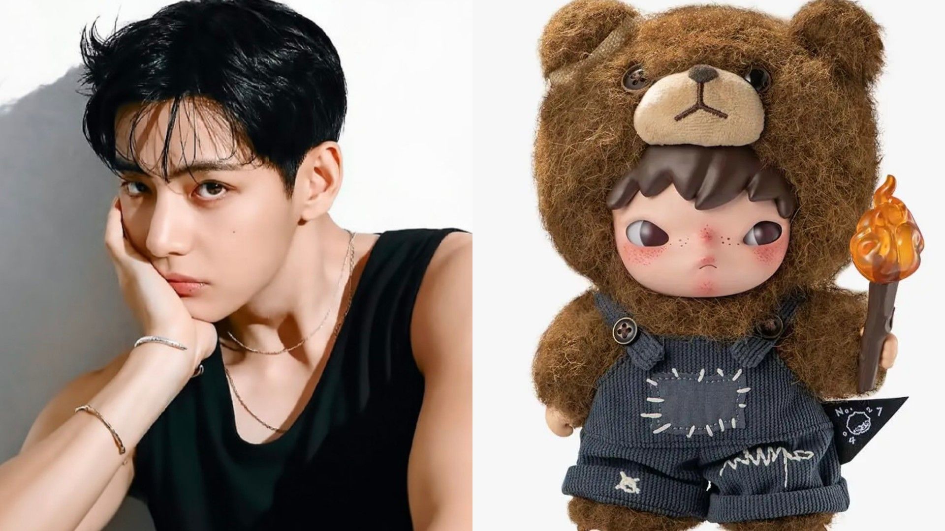 BTS V and Hirono doll (Image via Instagram/@thv and POP MART)