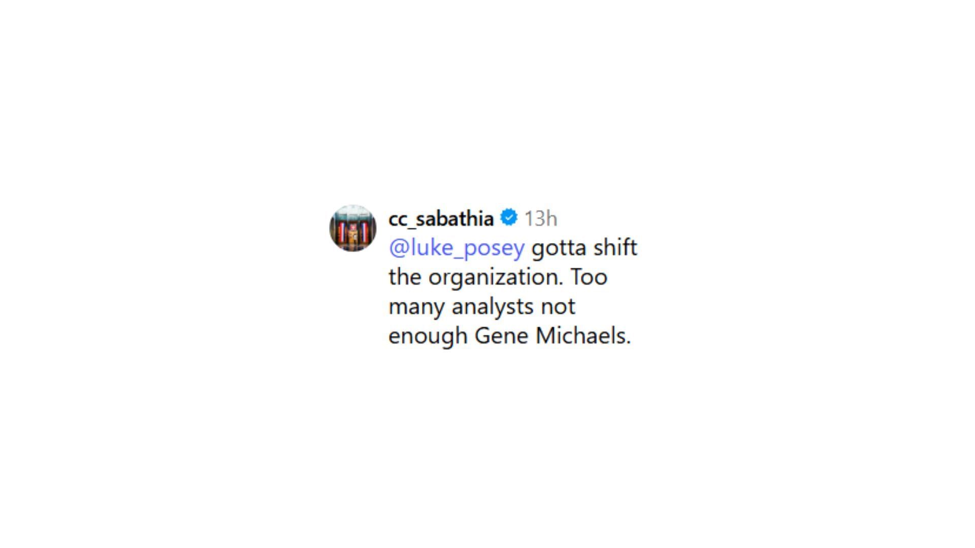 CC Sabathia&#039;s reply about the changes needed to be made for the Yankees (Source: Instagram @theyankeereport)