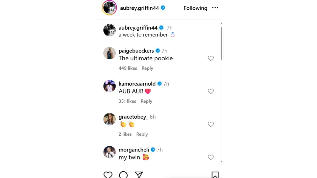 Bueckers trolls former UConn teammate Aubrey Griffin on Sunday. (photo: @aubrey.griffin44/IG)