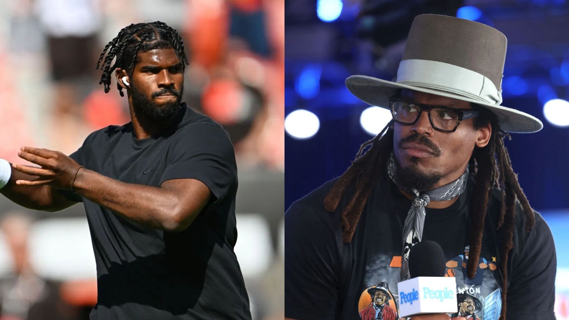 Cam Newton reacts to Shedeur Sanders controversy - via Getty/CMS