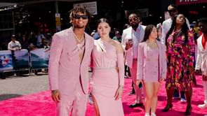 Ronald Acuña Jr. and wife Maria Laborde share intimate embrace under the tropical sunset during dreamy coastal getaway