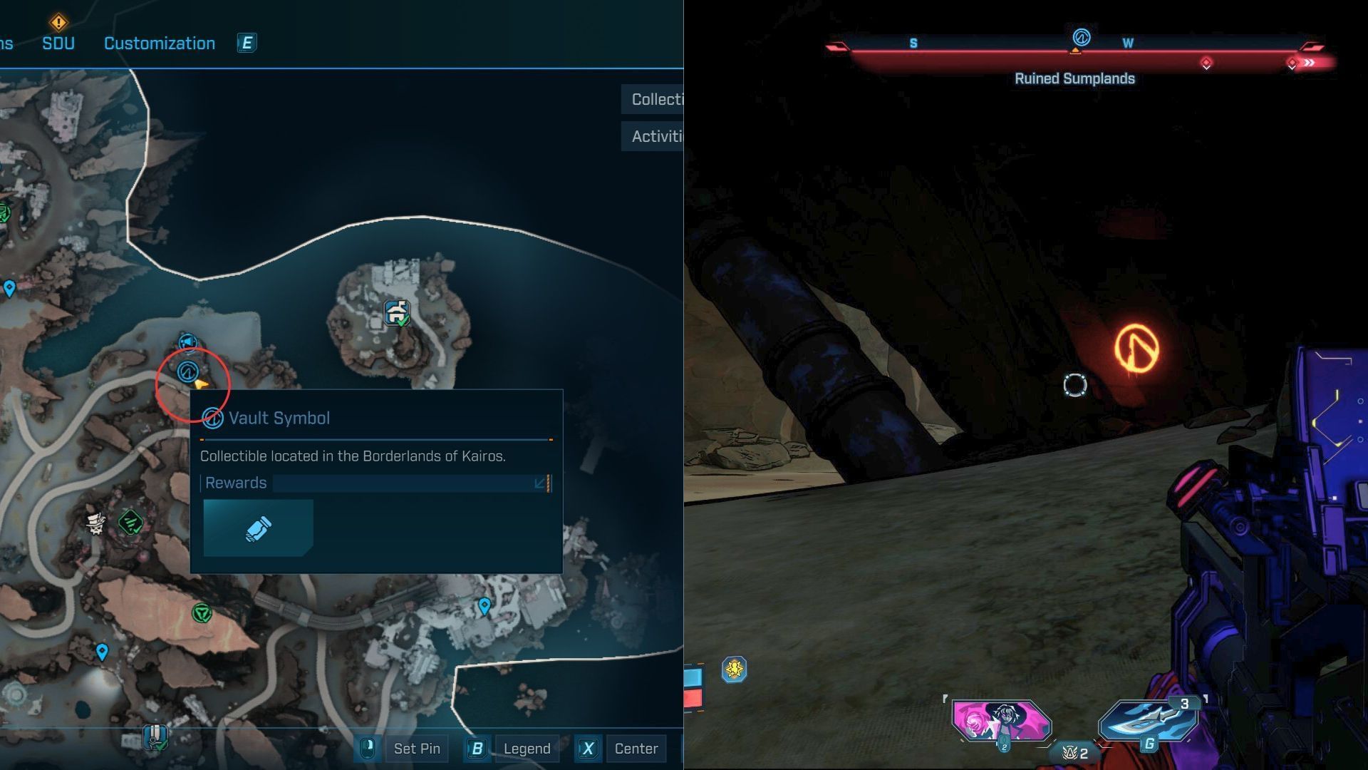 Ruined Sumplands Vault Symbol #1 location (Image via 2K)