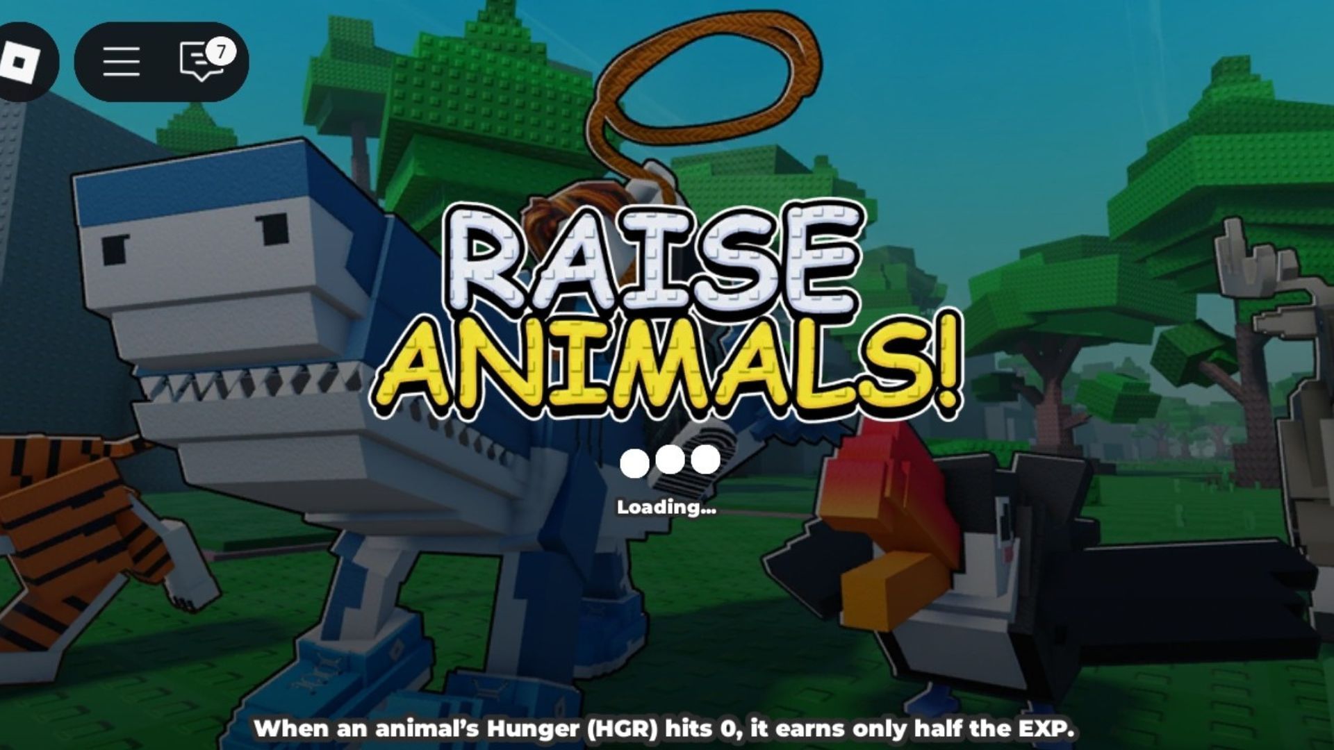 Raise Animals leading screen (Image via Roblox)