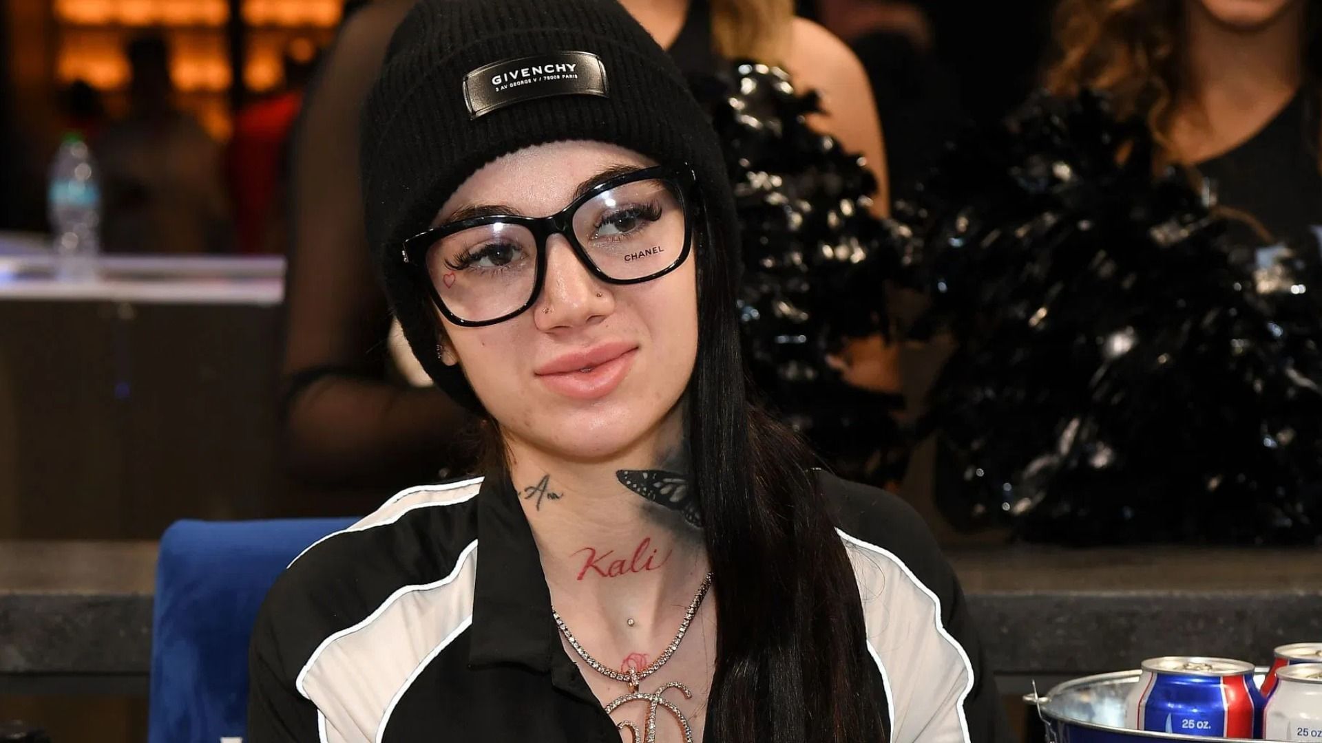 Bhad Bhabie attends the game between the Philadelphia 76ers and the Atlanta Hawks at State Farm Arena on March 23, 2025 in Atlanta, Georgia. (Image via Getty)
