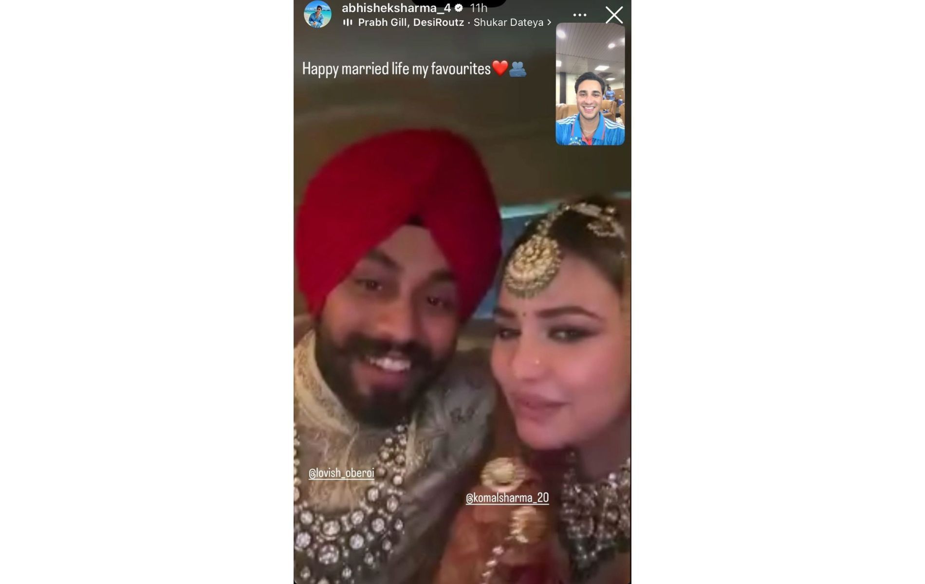 Screenshot of Abhishek Sharma&#039;s Instagram story.