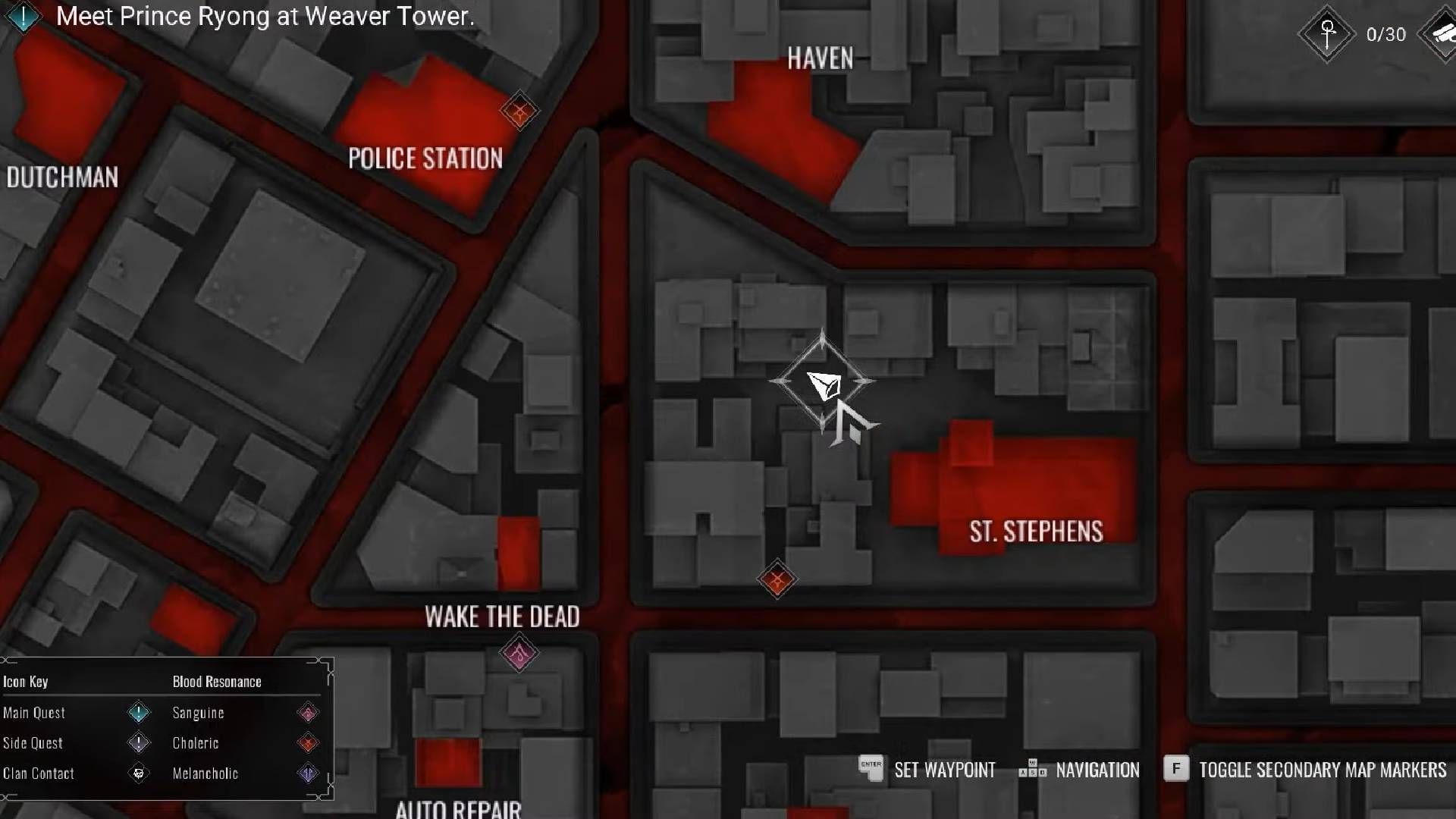 Search near Haven and St. Stephens to find an Anarch Tag (Image via Paradox || YouTube@Game Guides Channel)