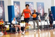 SYRACUSE, NEW YORK - JUNE 24: Kiyan Anthony of the Syracuse Orange during a practice at the Carmelo K. Anthony Basketball Center on June 24, 2025 in Syracuse, New York. (Photo by Todd F. Michalek/Syracuse Athletics/University Images via Getty Images)