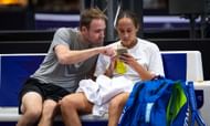 Bjorn Fratangelo (left) and Madison Keys (right) during a practice session in Riyadh, Saudi Arabia for the 2025 WTA Finals (Source: Getty)