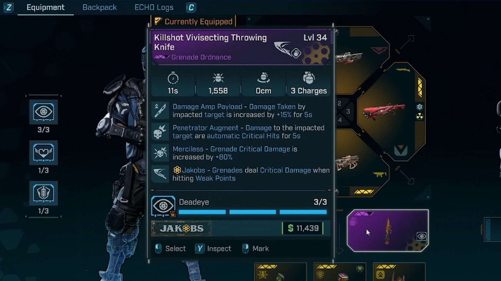 The Penetrator Augment works wonders with Deadeye (Image via YouTube @DeadZpikes || 2K)