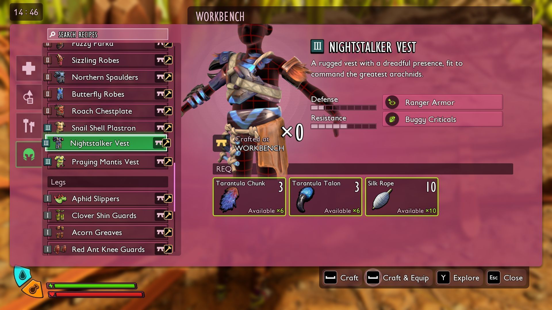 Nightstalker Vest crafting requirements (Image via Xbox Game Studios)