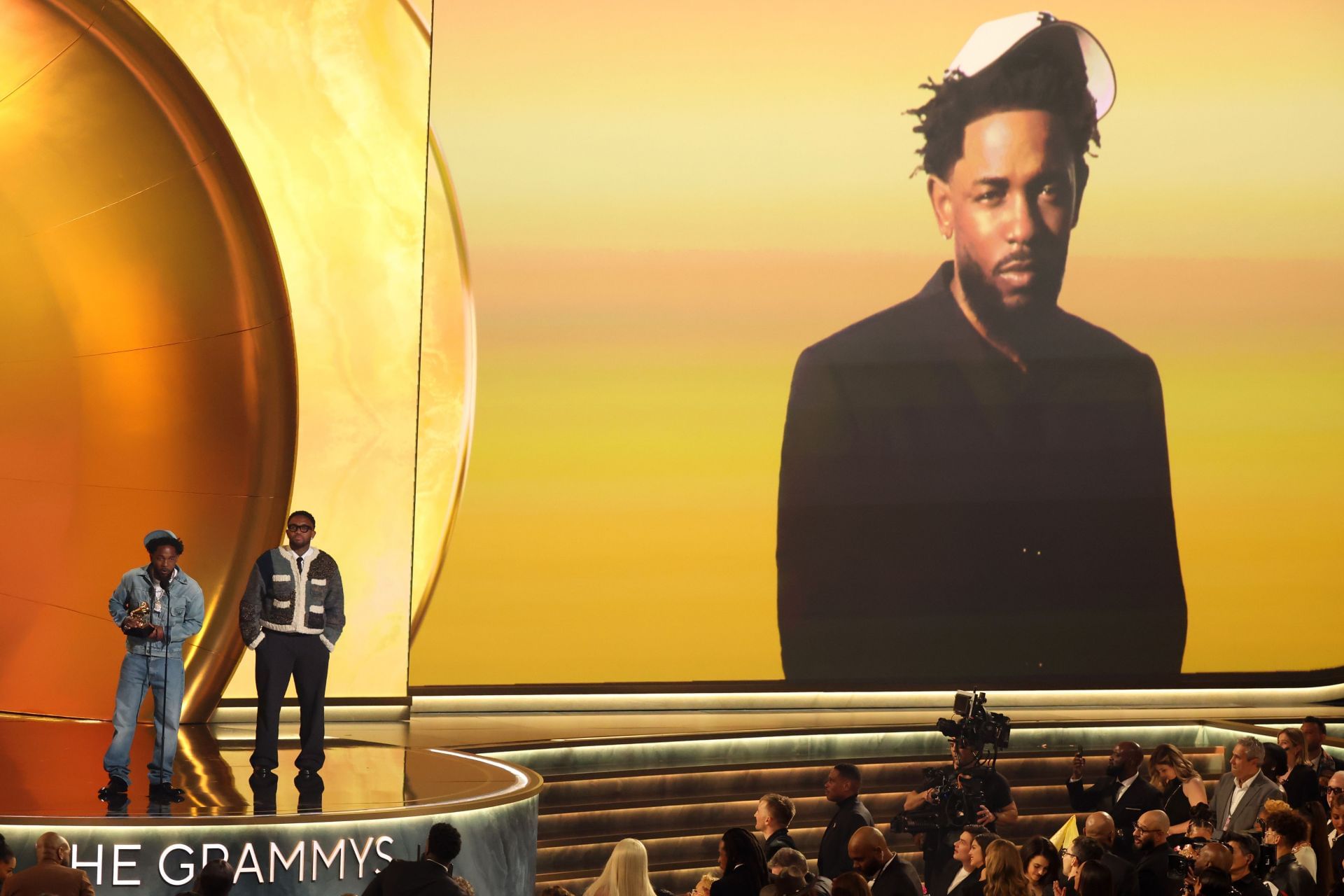 Kendrick Lamar and Mustard accept the Record of the Year award for &ldquo;Not Like Us&rdquo; at the 67th GRAMMY Awards, 2025 (Image via Getty)
