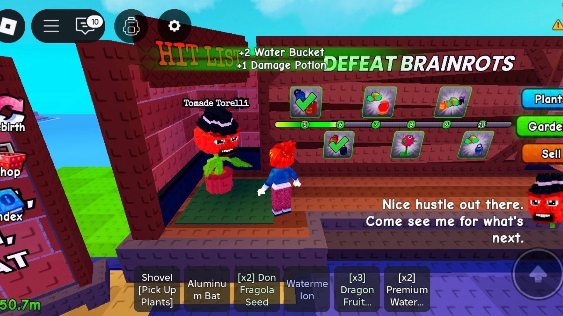 Claiming rewards from Tomade Torelli (Image via Roblox)