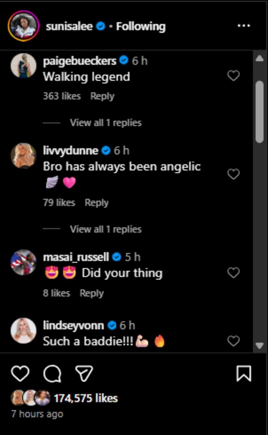 Screenshot of the Instagram post&#039;s comment section.