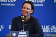 Lindsay Davenport during a press conference at the 2024 Billie Jean King Cup Qualifiers (Source: Getty)