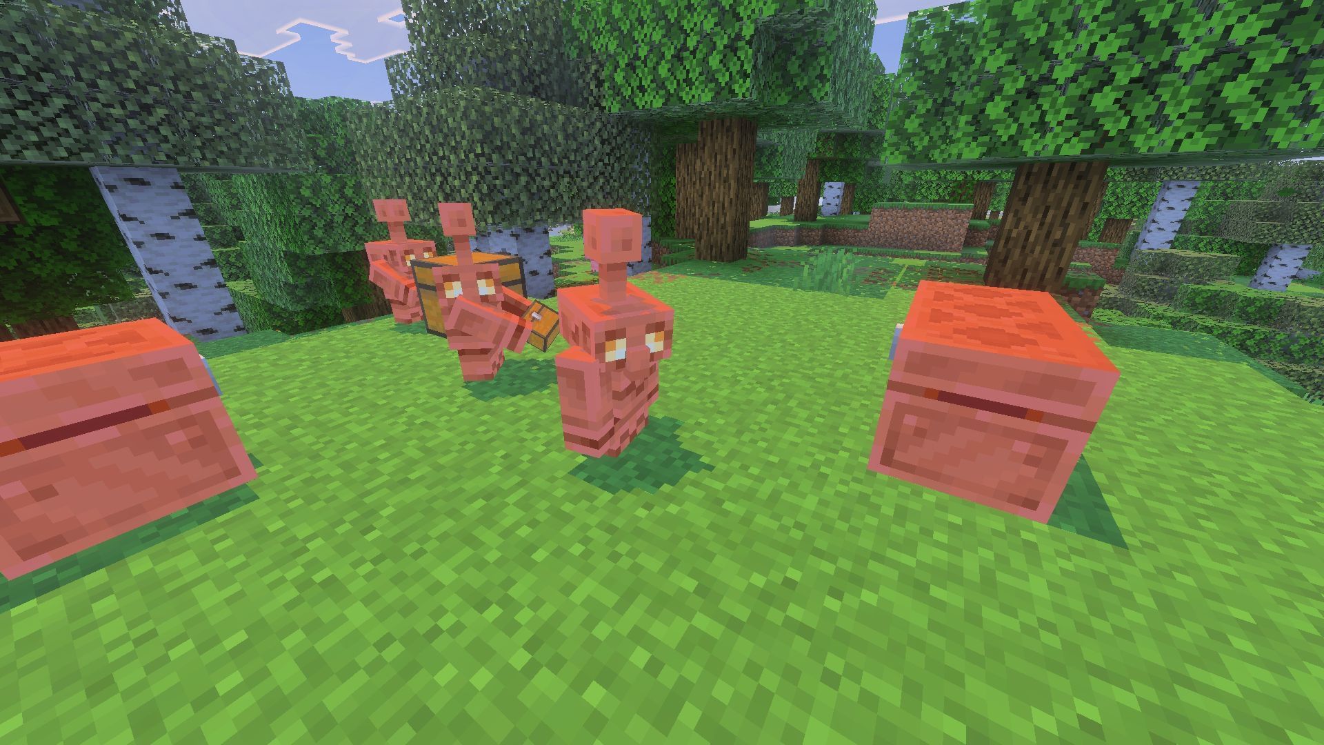 The copper golem in Minecraft will only interact with specific chests (Image via Sportskeeda Gaming || Mojang Studios)