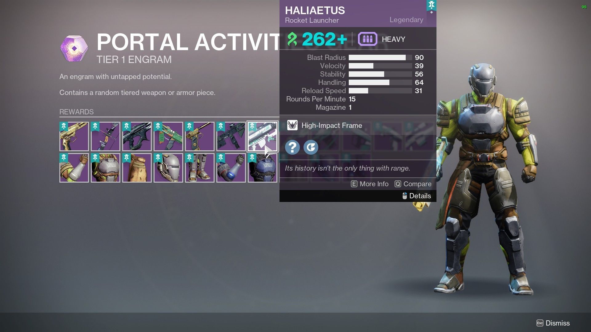Haliaetus loot pool in Destiny 2 (Image via Bungie)