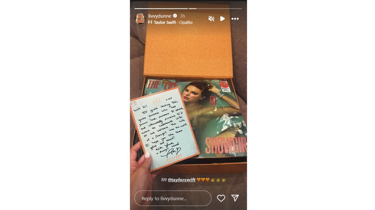 Paul Skenes' girlfriend Olivia Dunne was left stunned after receiving a handwritten letter from pop icon Taylor Swift worth $2.1 million 3 Dunne's Instagram Story