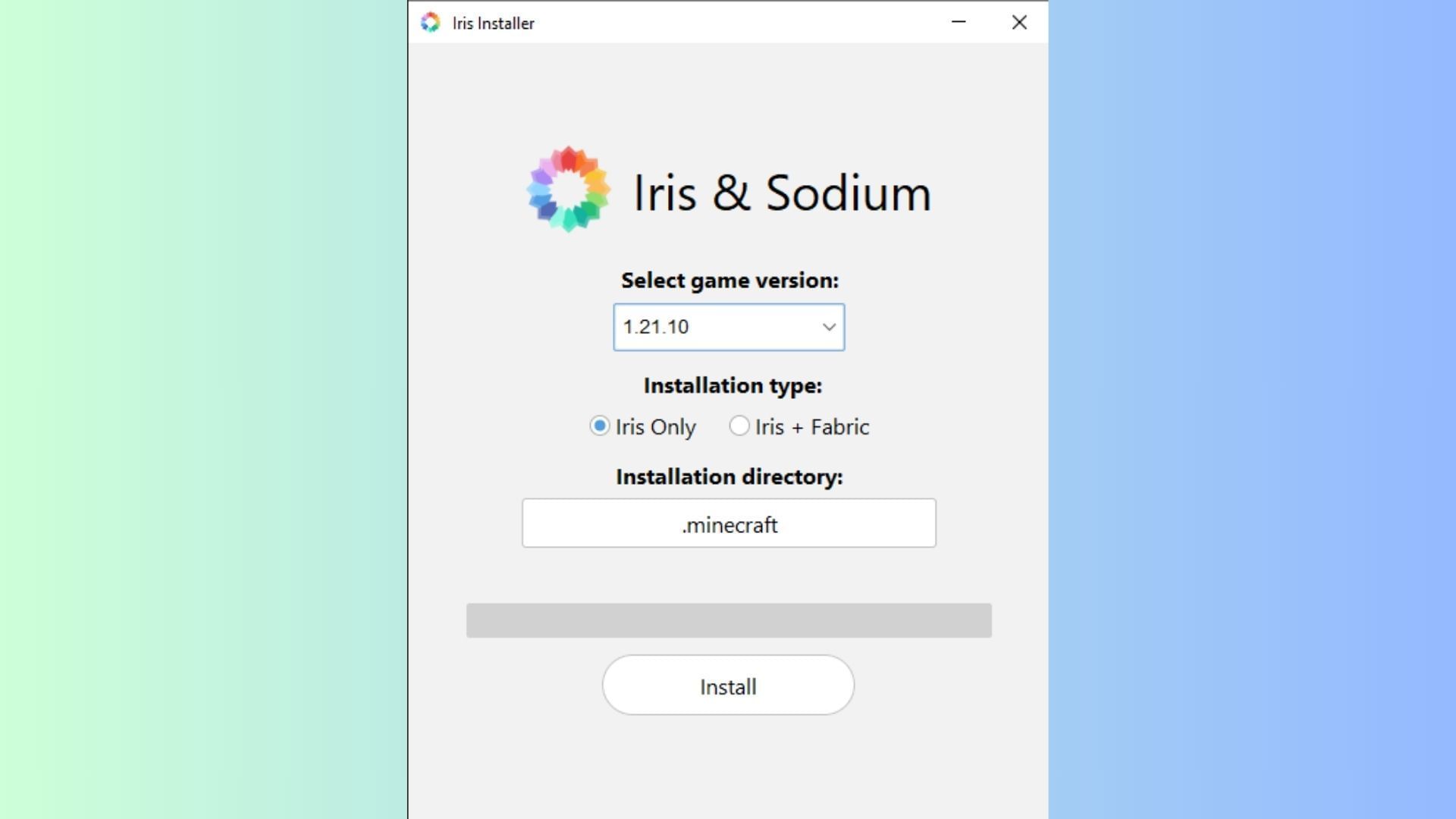 Use the launcher to download and install Minecraft 1.21.10 Iris Shaders (Image via Sportskeeda Gaming || Mojang Studios/Iris Shaders)