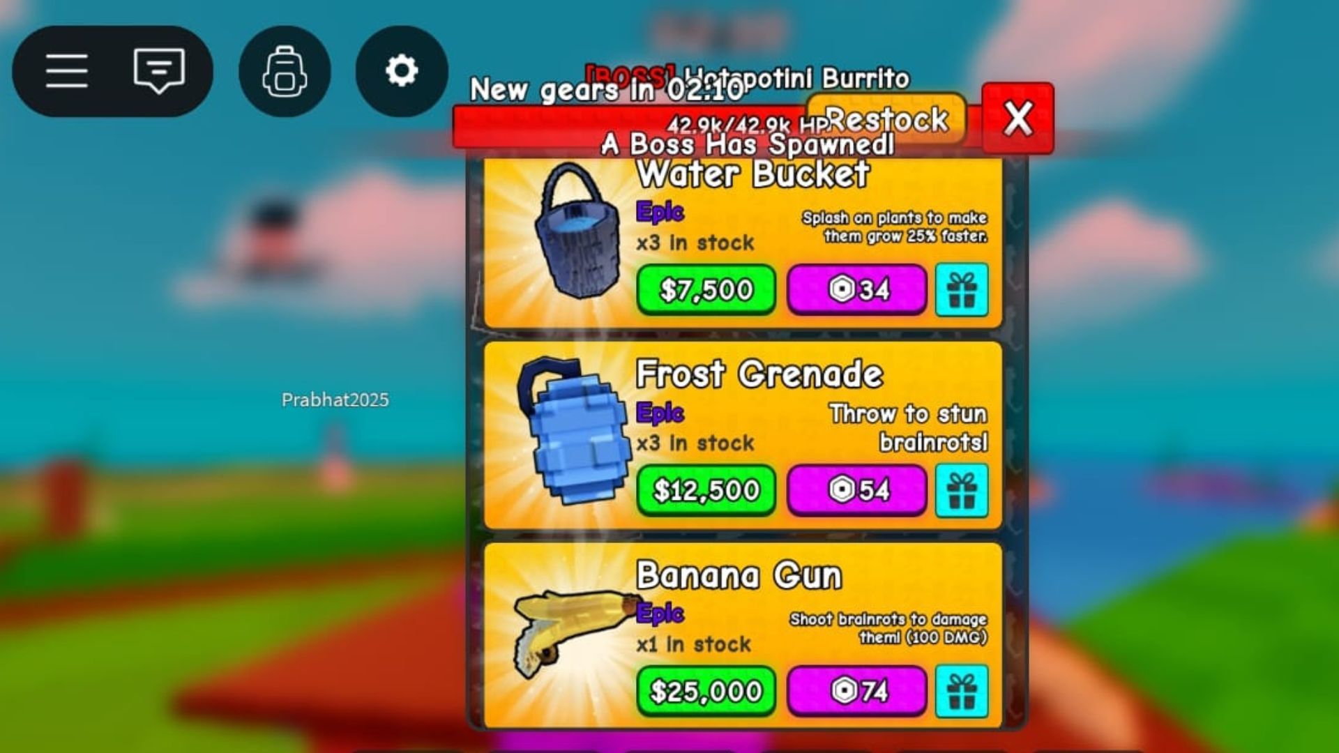 Frost Grenade in the Gear Shop (Image via Roblox)