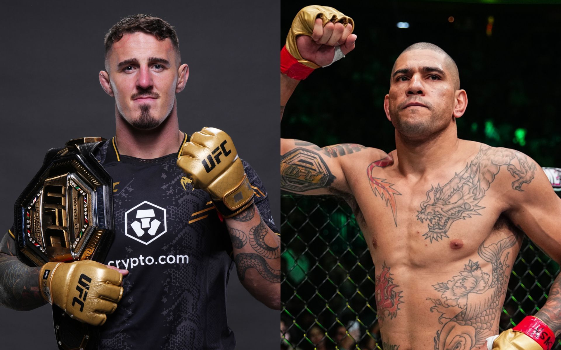 Tom Aspinall (left) talks potential Alex Pereira (right) fight. [Images courtesy: Getty Images]