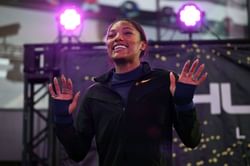 Watch: Serena Williams' daughter Olympia and Tara Davis-Woodhall share fun moment as they strike matching pose at Athlos 2025