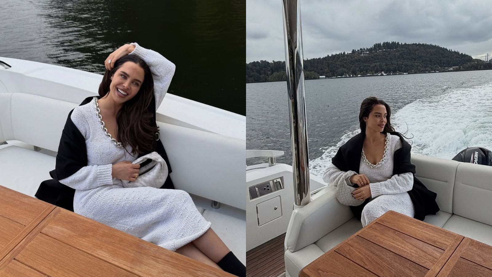 Evander Kane&rsquo;s fiancee Mara recreates viral TikTok trend with Canucks ladies aboard river cruise in $7607 outfit