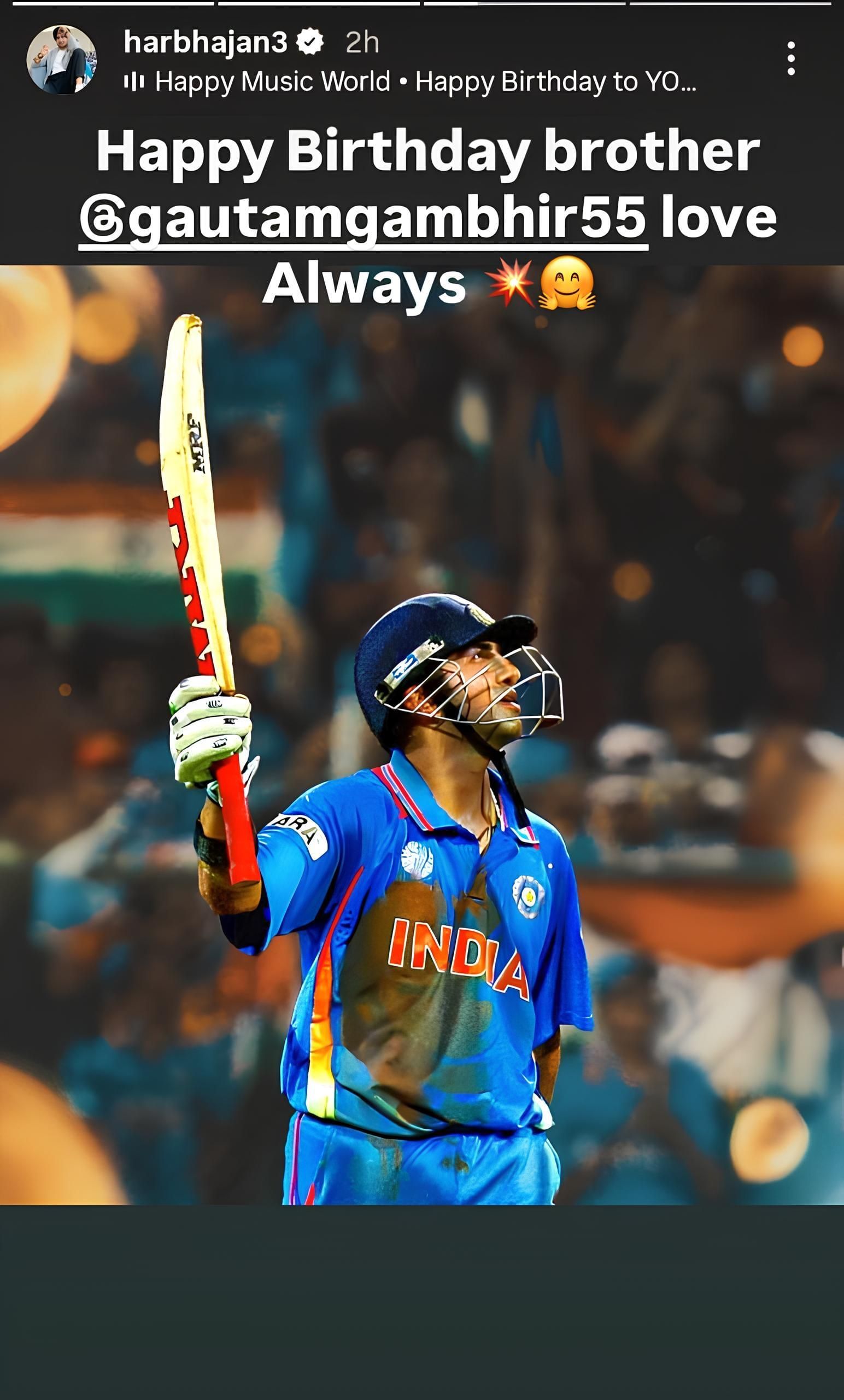 Screenshot of Harbhajan Singh&#039;s Instagram story
