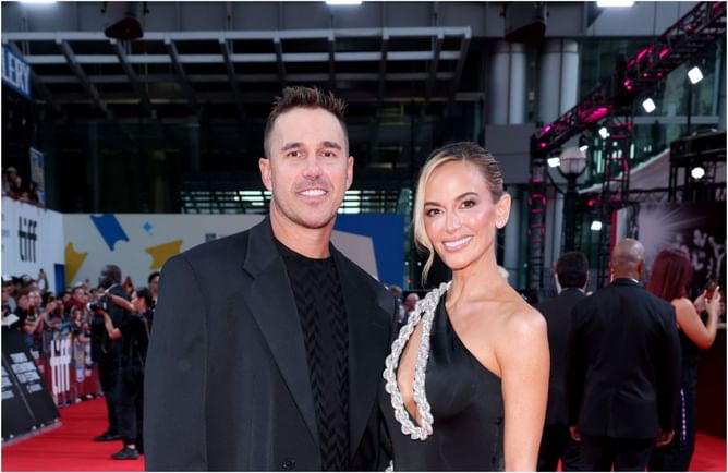 Jena Sims styles her finale look with ‘race car jeans’ at the US Grand Prix