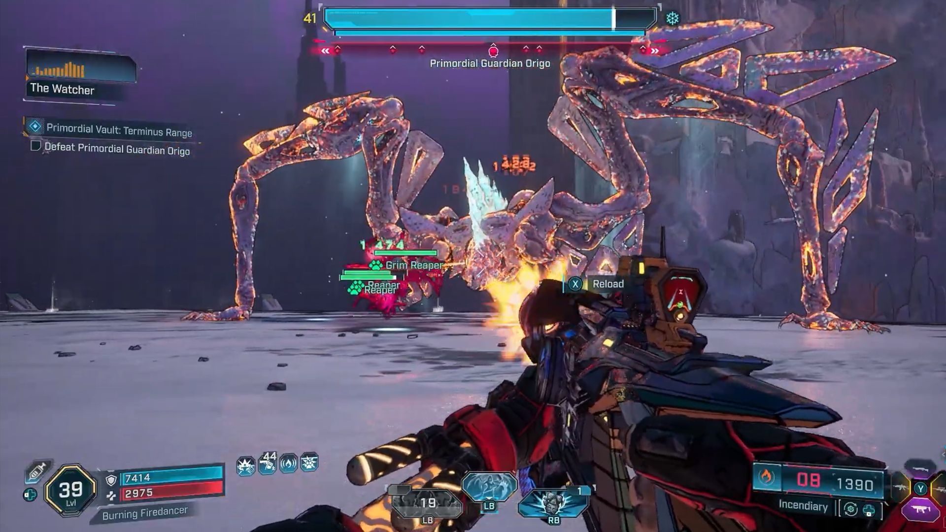 Origo has Shield bars, so use shock weapons to take it down first (Image via Gearbox Software)