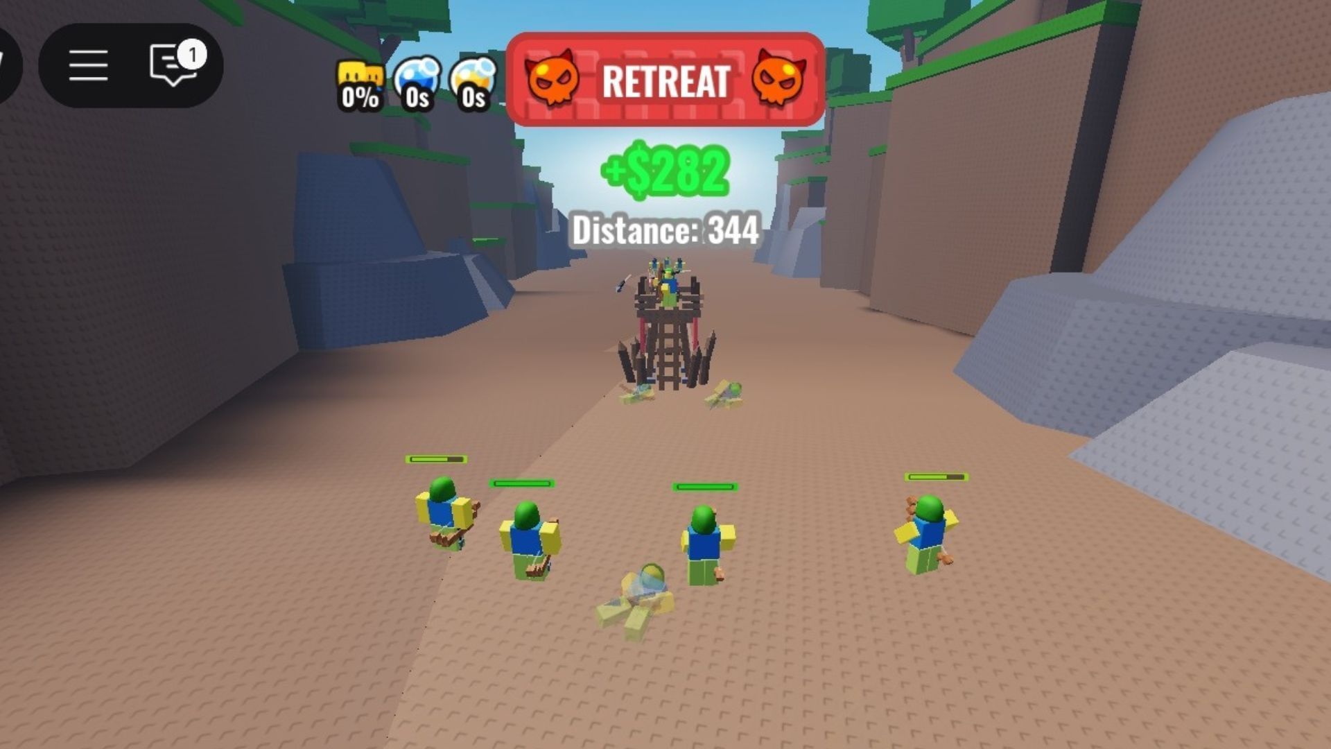 Defeating a Defensive Building (Image via Roblox)