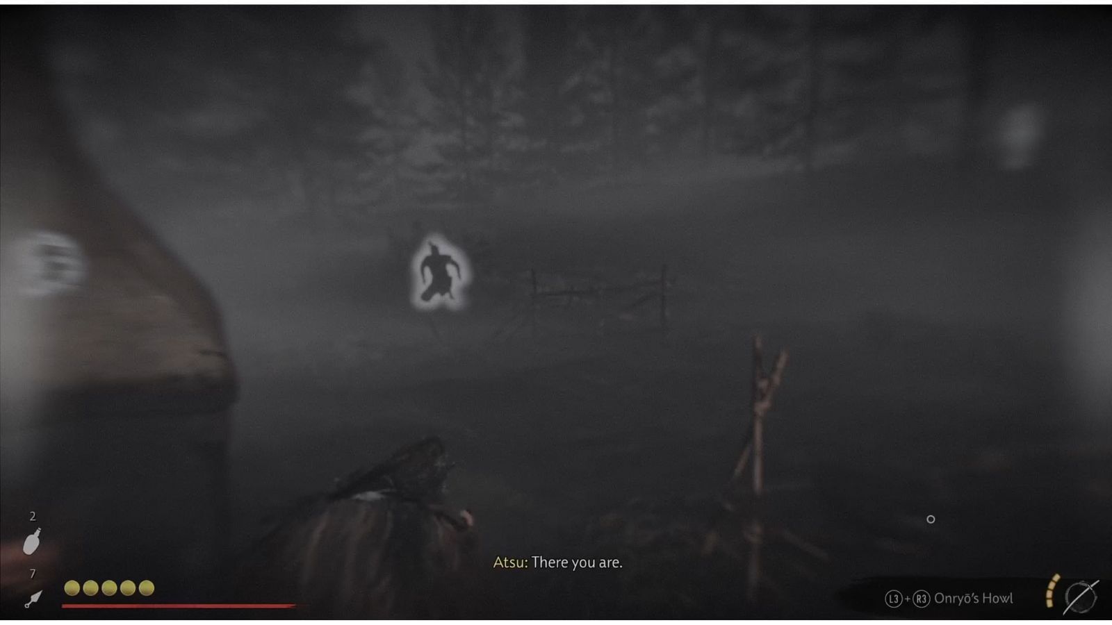 Check the bushes behind the house to find more Nine Tails members (Image via Sucker Punch)