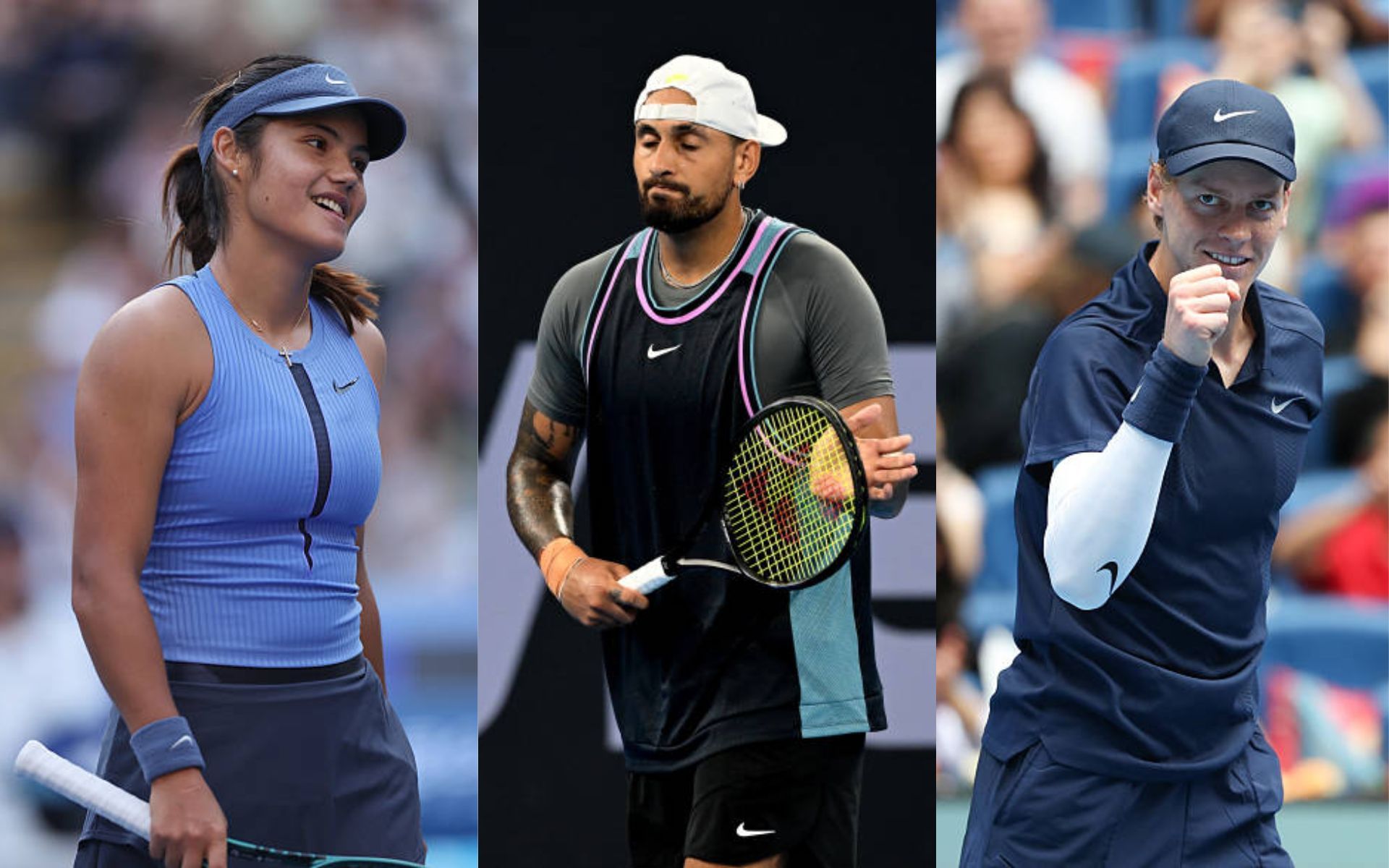 Emma Raducanu, Nick Kyrgios and Jannik Sinner - Image Source: Getty