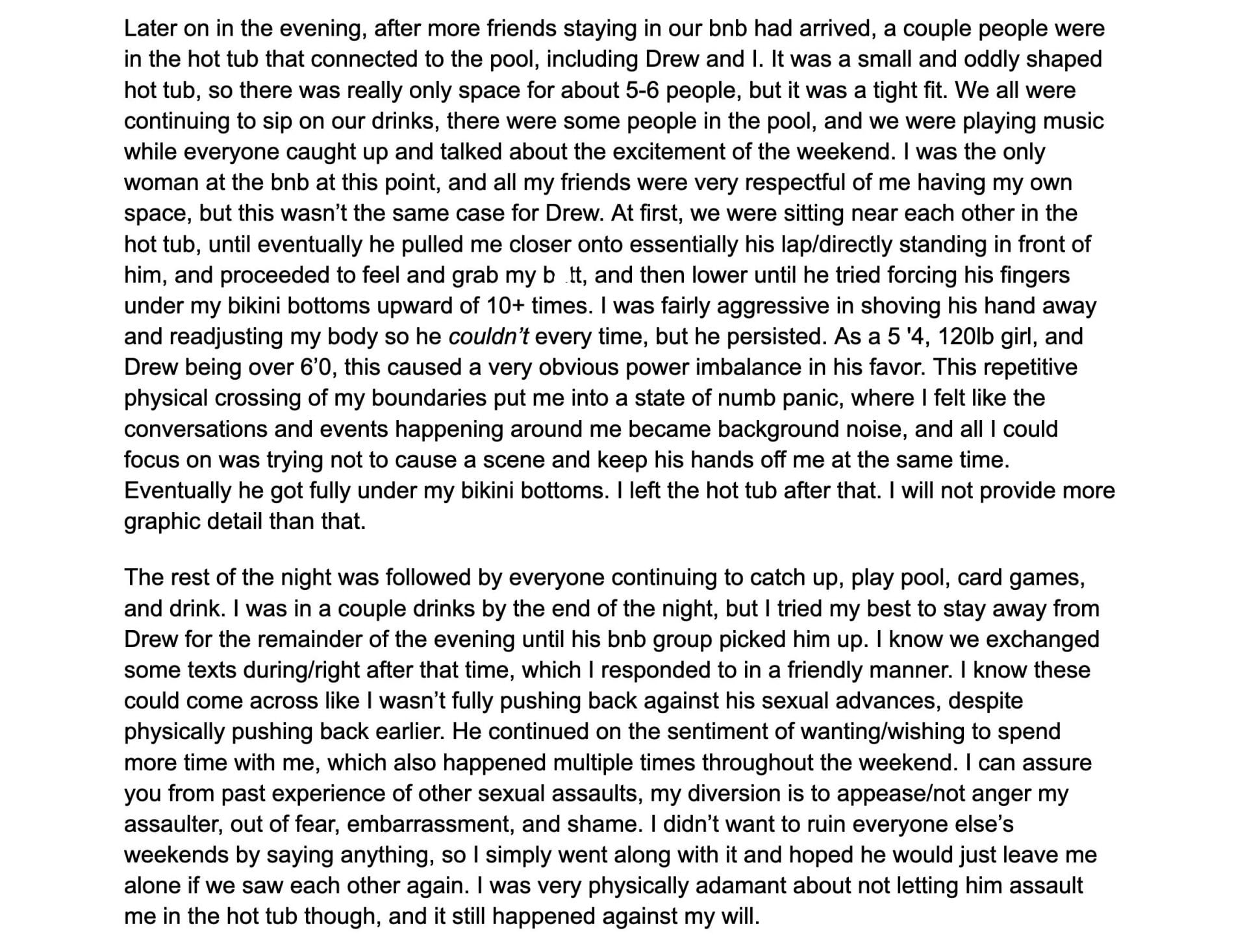 An excerpt from Catsuoka&#039;s Google document, wherein she detailed her alleged experience with Drxx 2/3 (Image via docs.google.com)