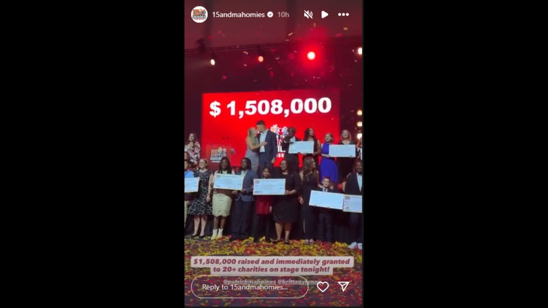 Photo from the &quot;15 and the Mahomies Foundation&quot; event that raised over one million dollars. (Photo via 15 and the Mahomies Instagram)