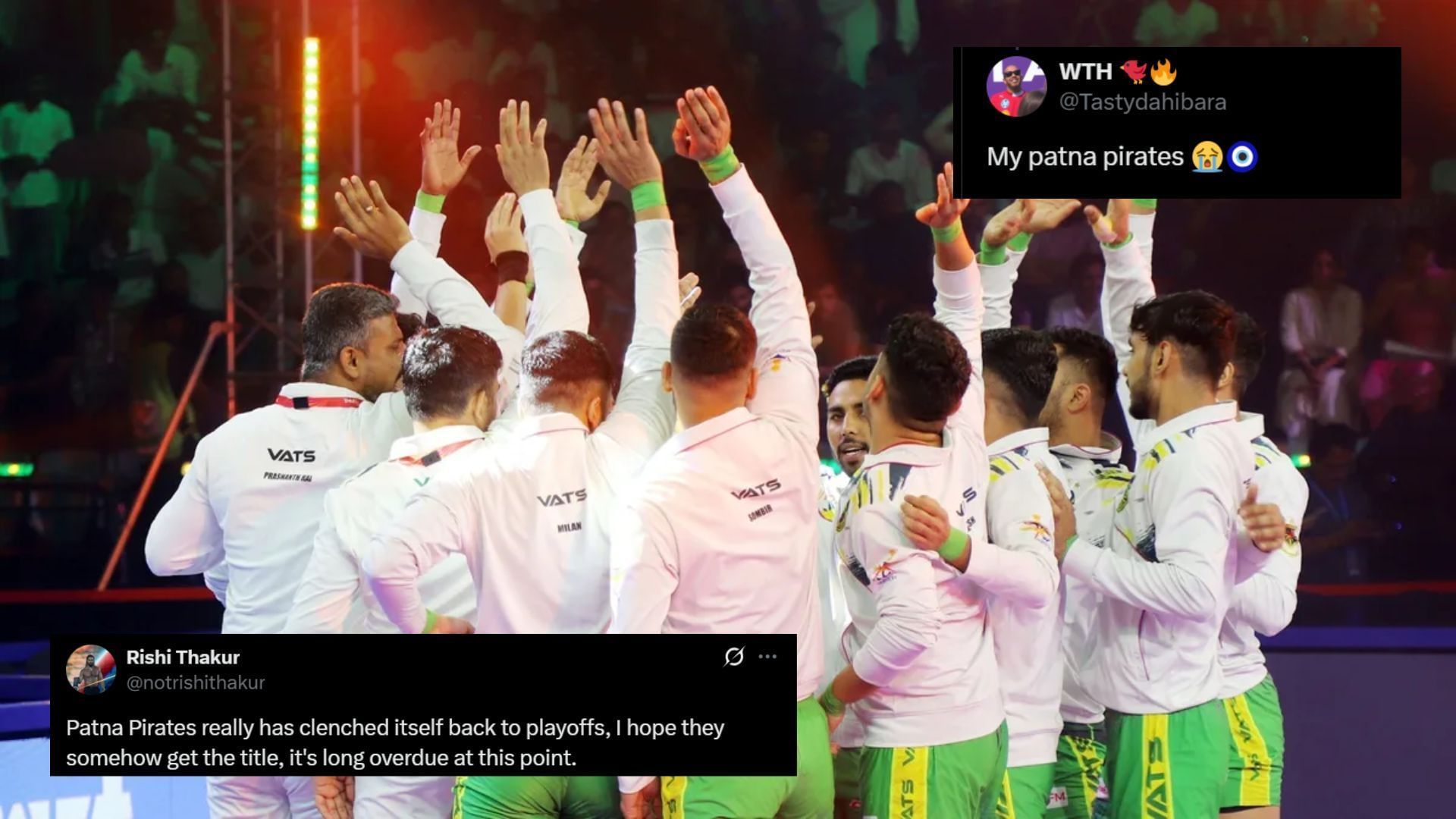 Patna Pirates qualified for the playoffs (Image Credits: PKL &amp; @Tastydahibara,@notrishithakur/X)