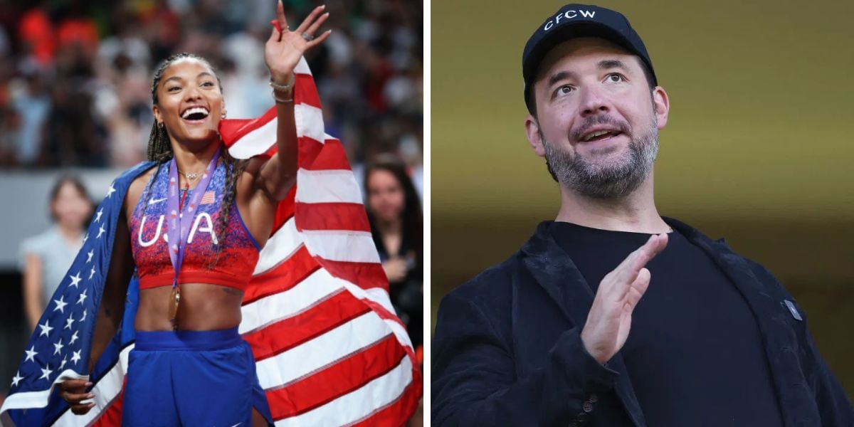 Tara Davis-Woodhall and Alexis Ohianian. (Images by Getty)