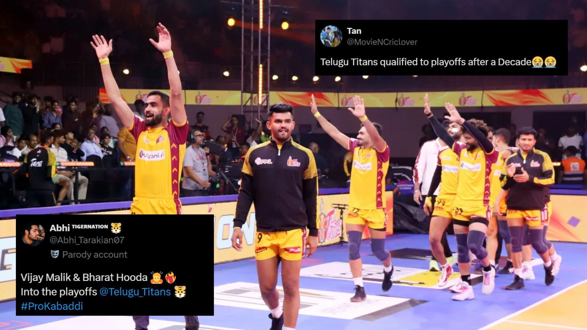 Telugu Titans qualified for the playoffs (Image Credits: PKL &amp; @MovieNCriclover,@Abhi_Tarakian07/X)