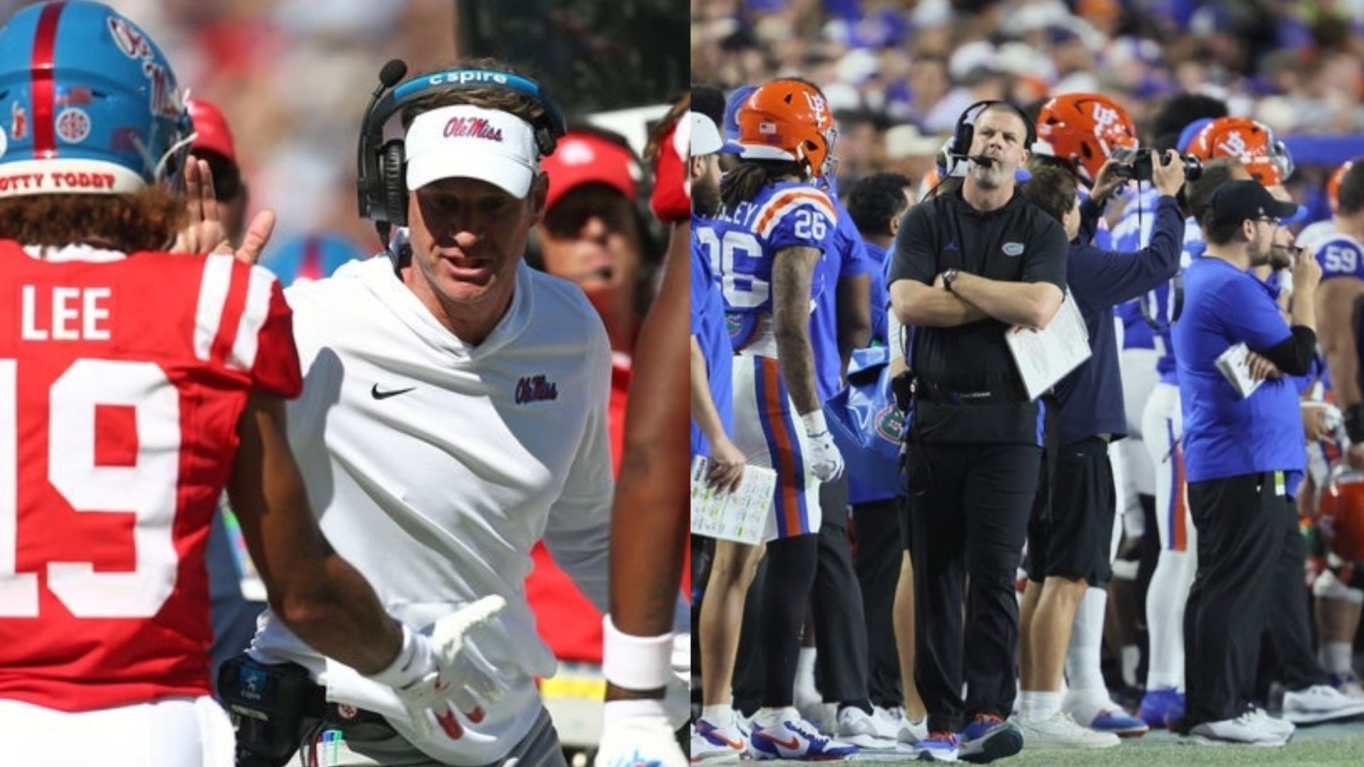 Ole Miss coach Lane Kiffin and Billy Napier