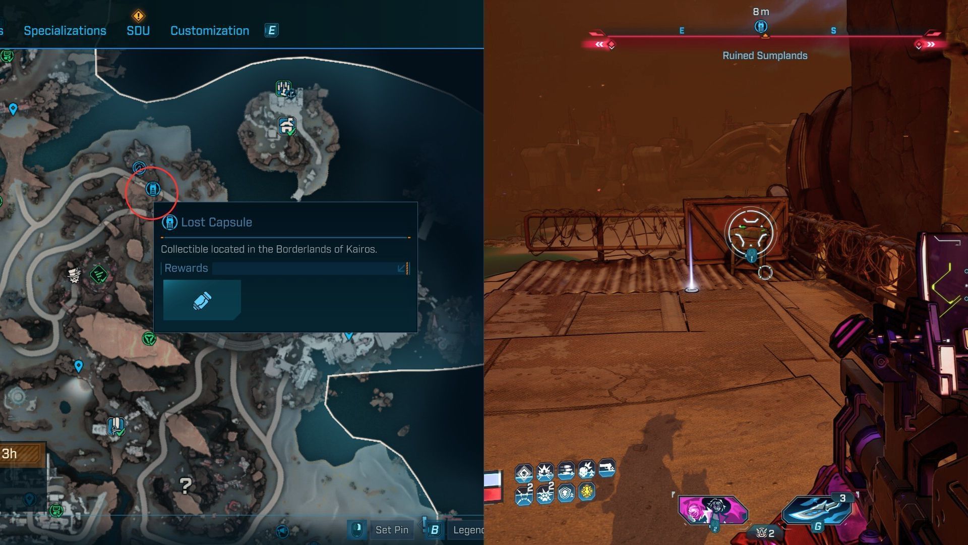 Ruined Sumplands Lost Capsule #3 location (Image via 2K)