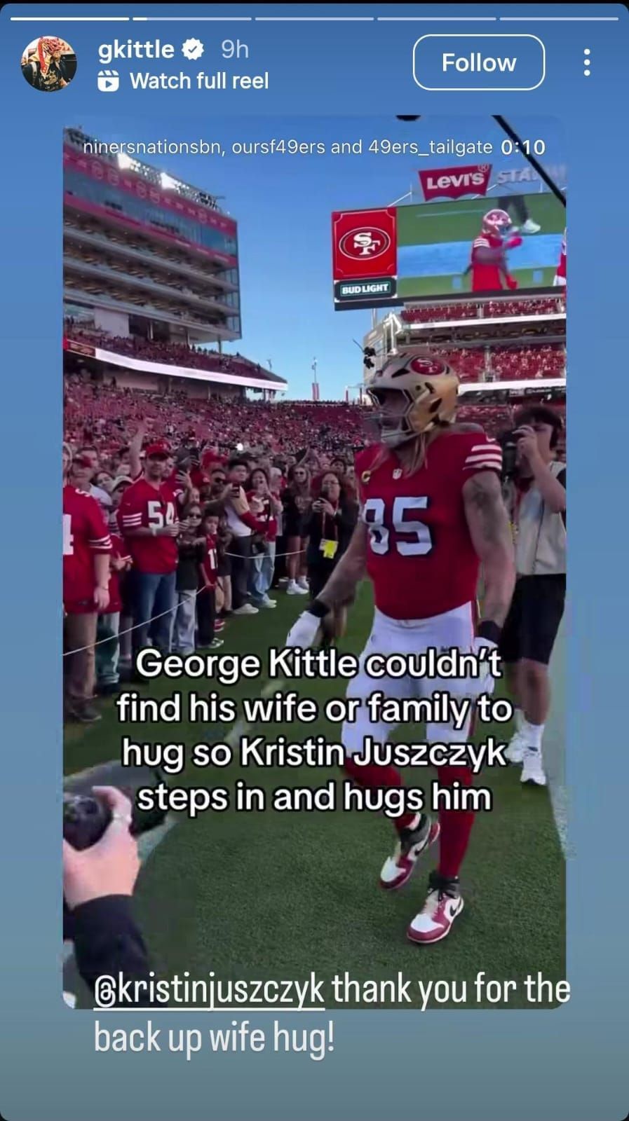 Kittle&#039;s IG story