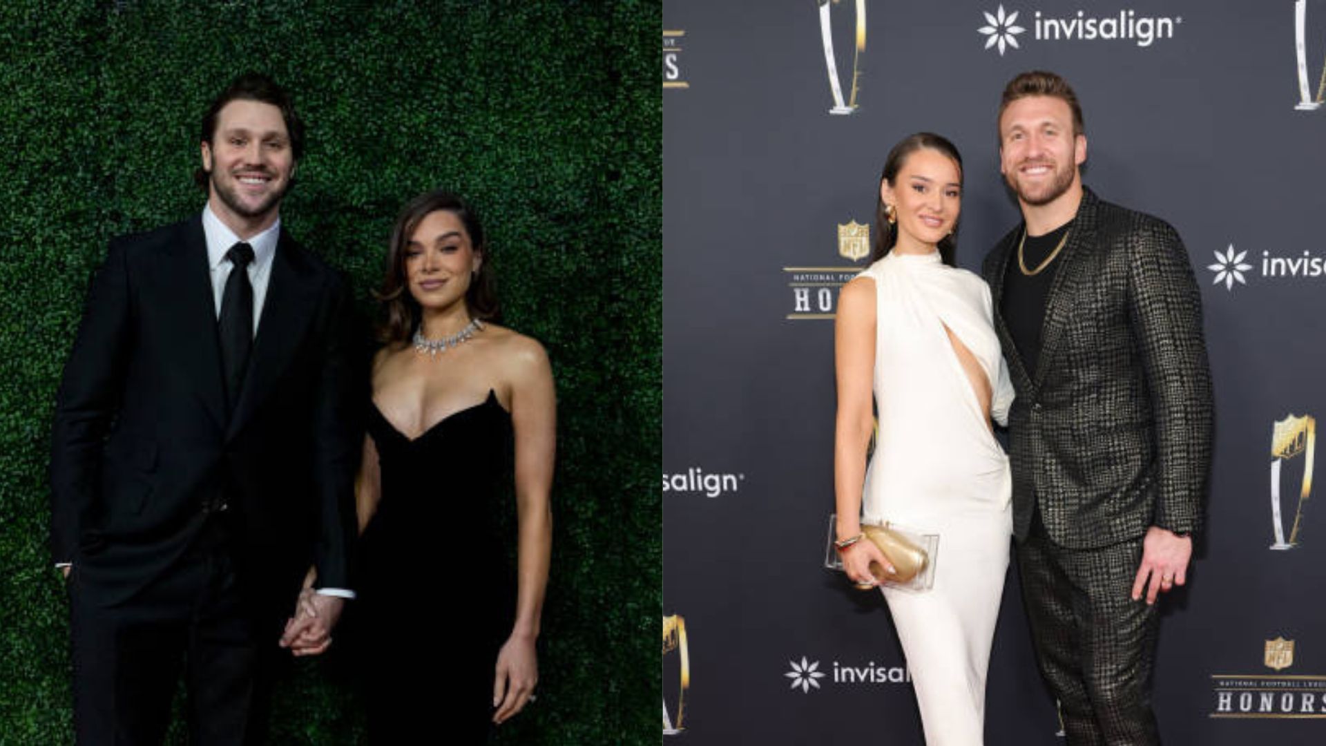 Josh Allen&rsquo;s wife Hailee Steinfeld showed support for Kyle Juszczyk&rsquo;s wife Kristin. (Photos via Getty Images)