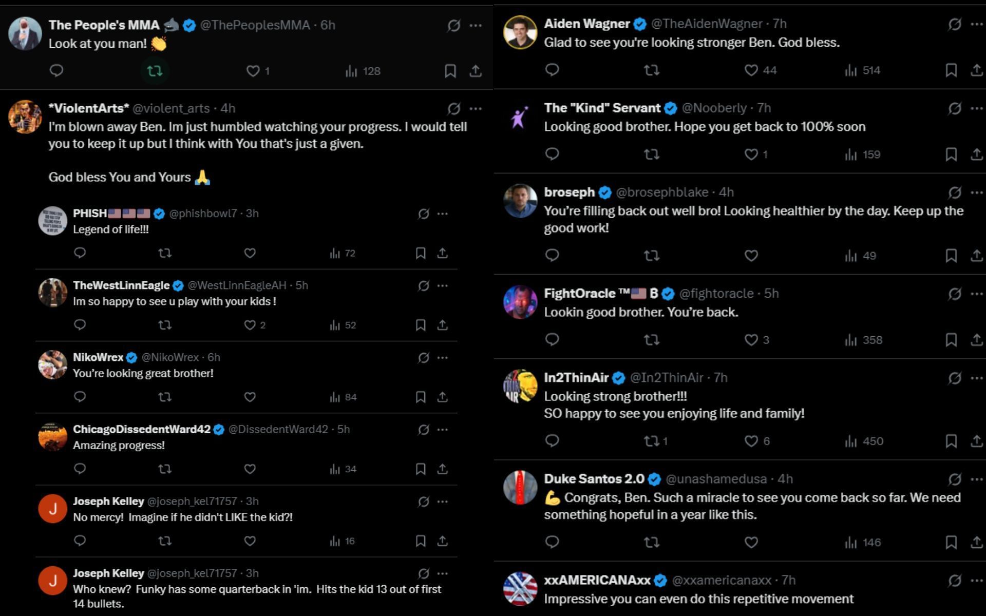 Fans react to the video of Ben Askren playing with his son. [Screenshots courtesy: @Benaskren on X]